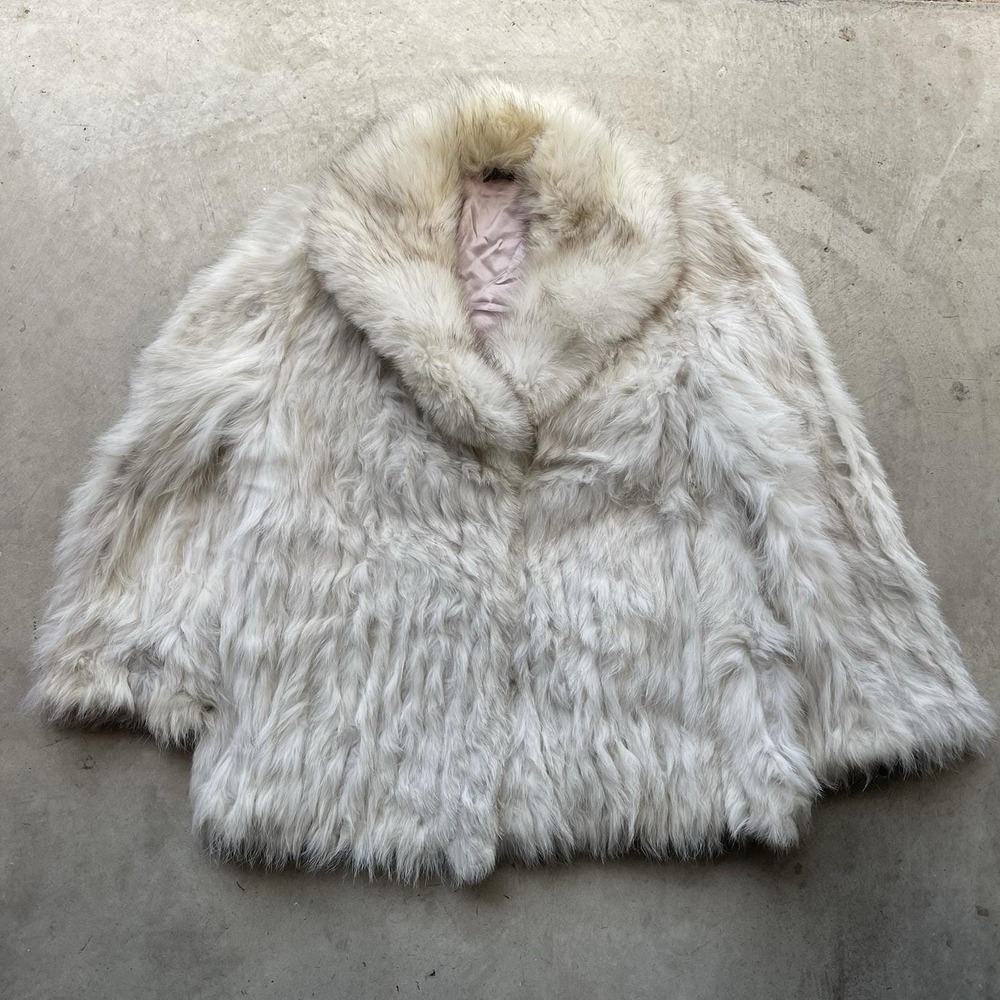 Vintage Natural Blue Fox Fur‎ Coat Jacket From Finland Mid Length Size Large